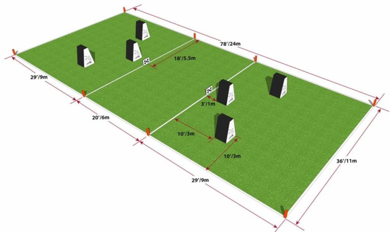 Terrain balisé par des plots